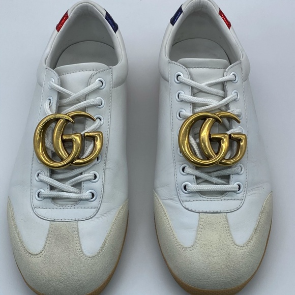Gucci Bambi GG White Leather Low-top Sneakers - Picture 3 of 11